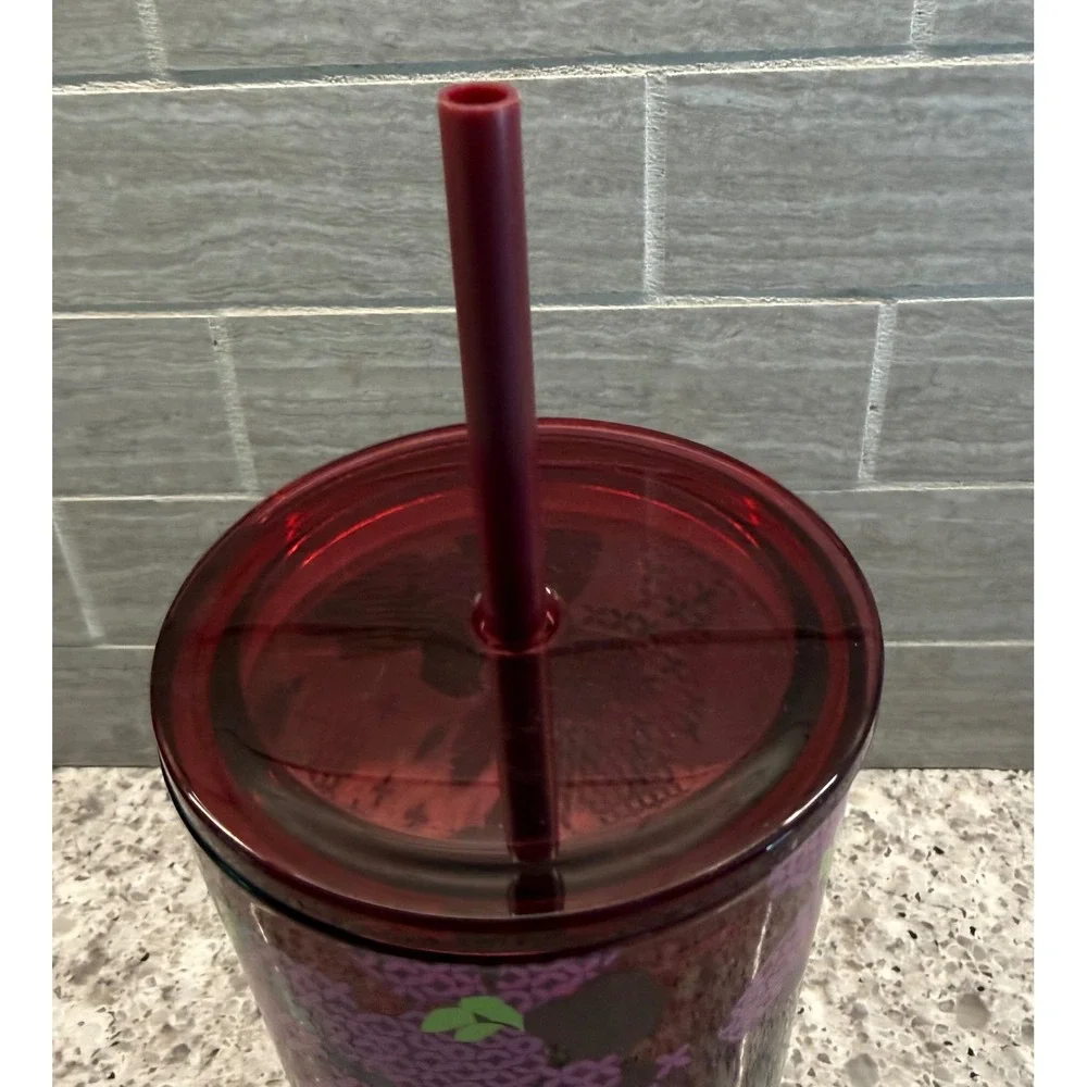 Starbucks Fall 2025 Limited Ed. Floral Cross-Stitch Cold Cup Glass Tumbler 18oz